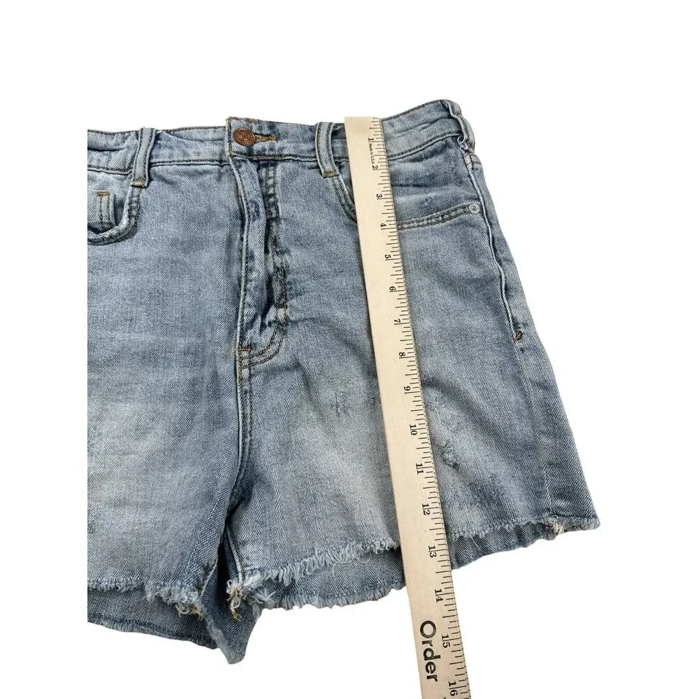 Pilcro Anthropologie High Rise Denim Cutoff Shorts Light Wash Distressed 27 - Picture 4 of 12